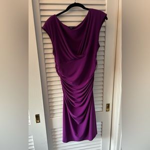 NWT CHAPS AMETHYST RUCHED V NECK DRESS SIZE L